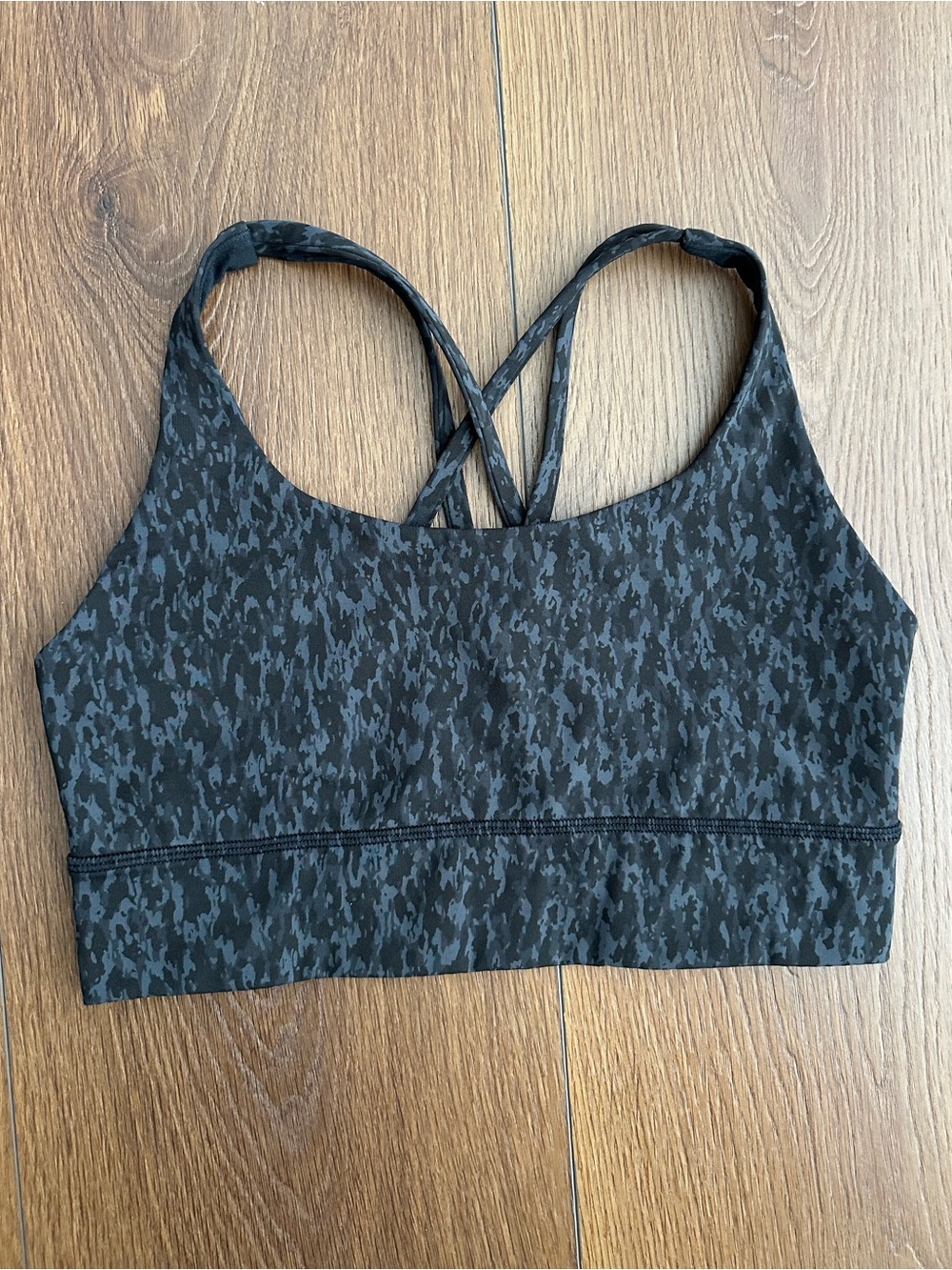 lululemon athletica Charcoal Black Camo Strappy Sports Bra